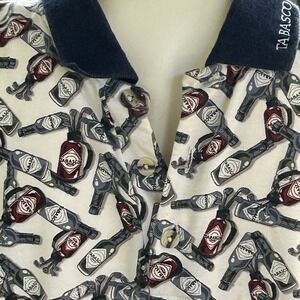 Mens Large Tabasco All Over Print Polo Shirt Double sided